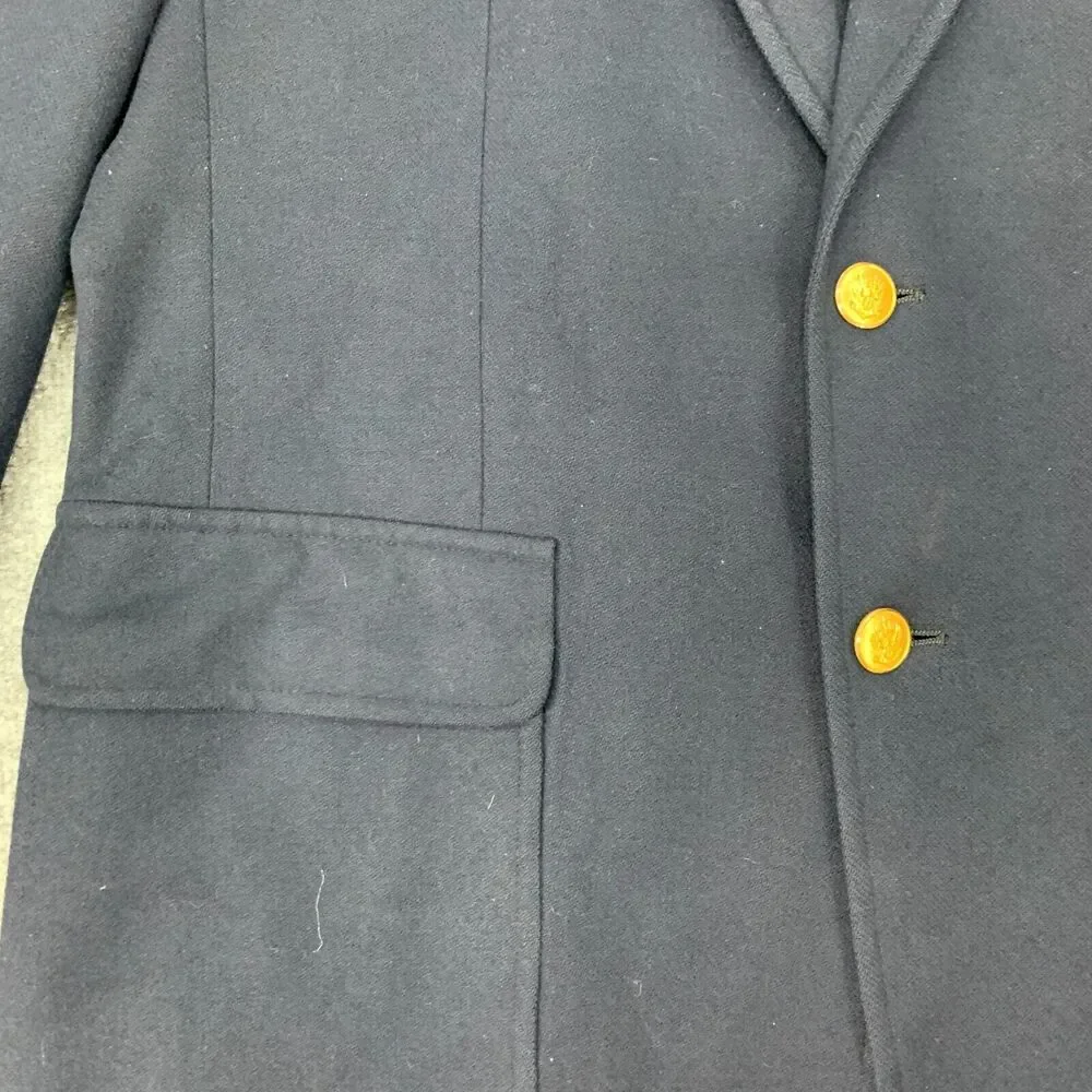 Vintage James Davis Blazer Men 42 Navy Blue Wool 2 Button Notch Lapel Sport Coat